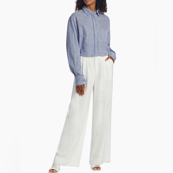 JONATHAN SIMKHAI Renata Striped Cropped Shirt NEW - Picture 2 of 7